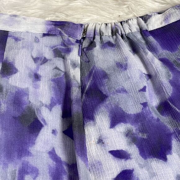 ALFRED DUNNER Ladies Midi Flowy Floral Ruffled Hem Skirt,10 Petite, Purple/white - Picture 6 of 7